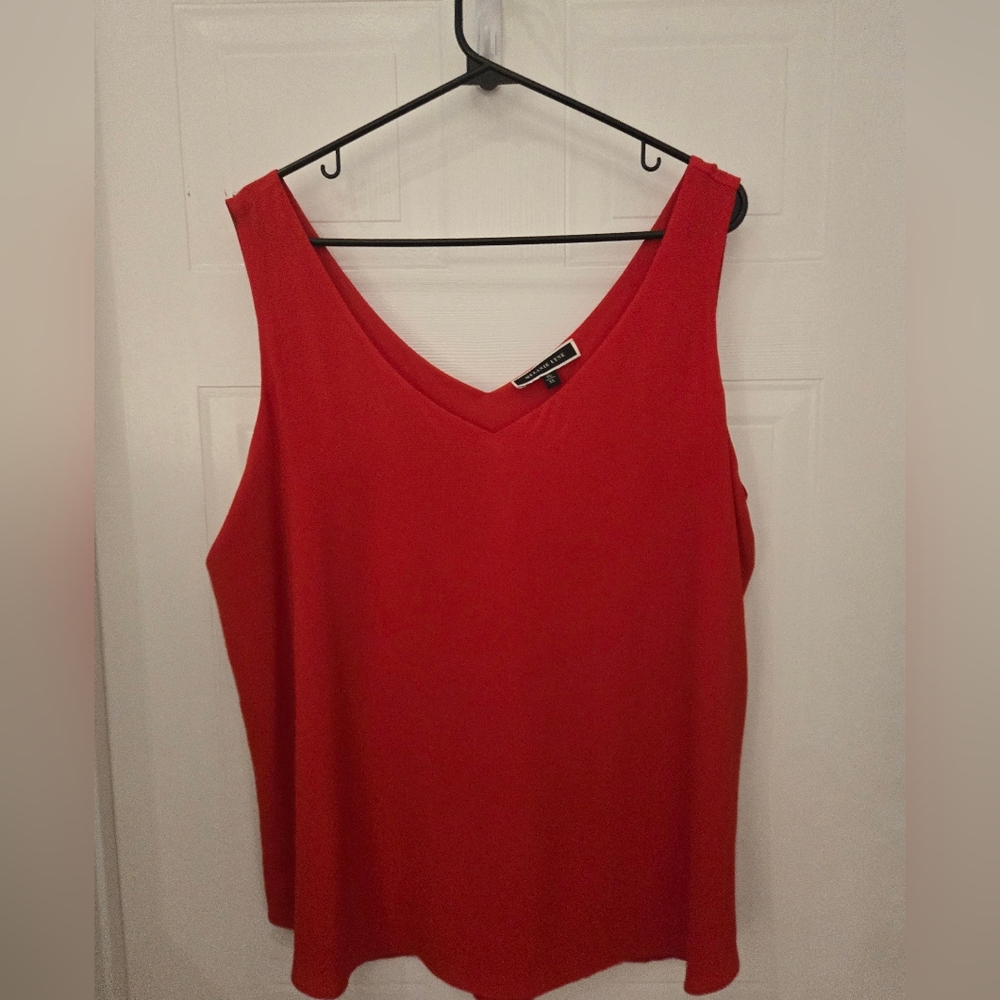 XL Melanie Lyne Red Sleeveless V neck Top